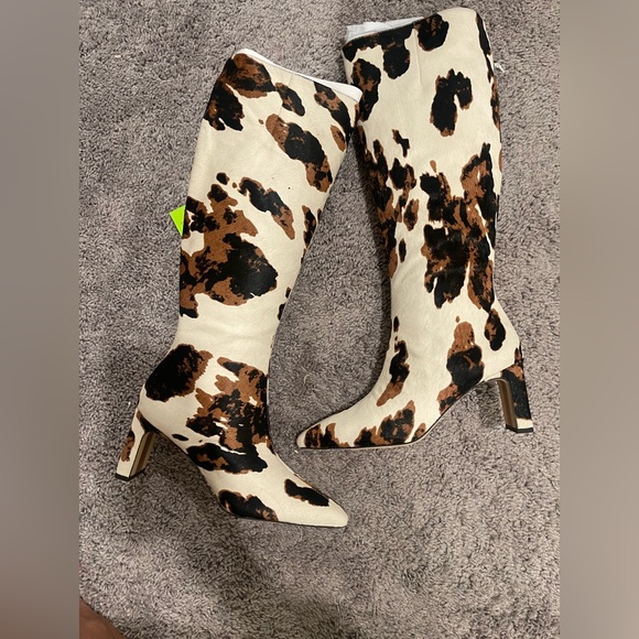 Sam Edelman Sylvia Black and Brown Patterned Heeled Boots - Picture 1 of 11